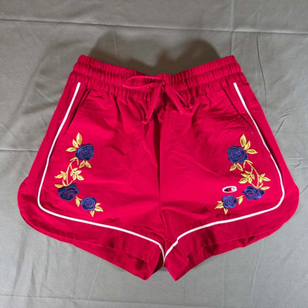 Champion Goalkeeper Shorts Tango Red Rose Floral Embroidered CPW262SH13 XS NWT
